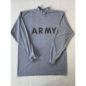 Unicor Mens Large PFU Physical Fitness Uniform T-Shirt Gray Army Graphic LS Mock